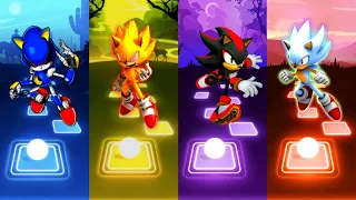 Matel Blue Sonic 🆚 Super Sonic exe 🆚 Shadow Sonic 🆚 Hyper Sonic | Sonic EDM Rush Tiles Hop