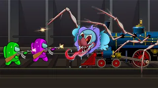 어몽어스 VS 좀비  PJ Pug-A-Pillar Train  VS. Thomas The Train.EXE | among us game Poppy playtime