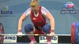 Women 58 kg clean & jerk  European Weightlifting Championships Tirana 2013