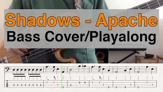 The Shadows Apache - Bass Cover and Playalong with Notation and Tab
