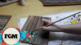 DIY | How to paint faux wood grain on cardboard | EASY