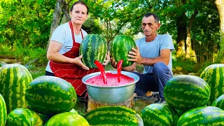 Unbelievable Albanian WATERMELON JUICE Canning Technique!