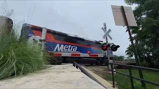 (GONE!) Outbound Metra Train - Pedestrian Crossing, Western Springs, IL