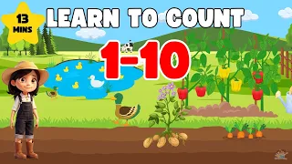 Toddler Counting Fun! Magical Garden Fruits & Veg (1-10) + Animals on the Farm! | Learn Numbers 1-10