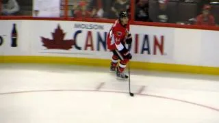 Jean-Gabriel Pageau during pre-game warm-up at the Islanders @ Senators hockey game