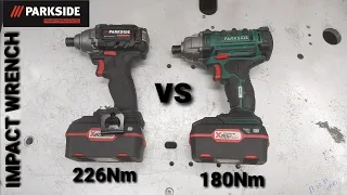 Parkside impact wrench Brushless 226Nm vs 180 Nm 4 pole motor.