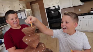 Giant Chocolate Fountain Battle! Funny Surprise Hidden Egg!