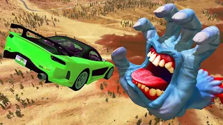 High Speed Cars Jumping Into Hand With Mouth - Screaming Hand | BeamNG Drive