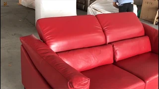 China Furniture Factory Manufacture Red Leather Sofa  Http://www.rongbinfurniture.com