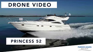 Drone video of a Princess 52 powering along on the Solent. Stunning boat and accommodation.