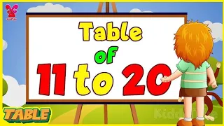 Table of 11 to 20 | multiplication table of 11 to 20 | rhythmic table of eleven to twenty | 11 to 20