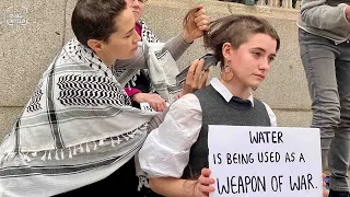 Hair for Palestine – women’s protest outside Parliament