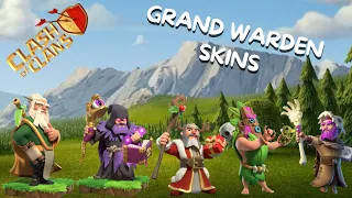 Every SKINS of GRAND WARDEN | Gameplay & Sound | Clash Of Clans |