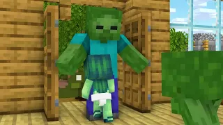 Monster School || BABY ZOMBIE HAPPY and UNHAPPY BABY ZOMBIE || Minecraft Animation