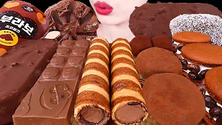 ASMR MUKBANG｜CHOCOLATE PARTY *ICE CREAM CONES, CHOCO ROLL, RICE CAKE, MACARON 초콜릿 파티 아이스크림 디저트먹방