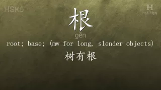 Chinese HSK 5 vocabulary 根 (gēn), ex.1, www.hsk.tips