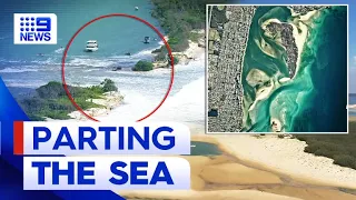 New sandbar at Bribie beach poses safety risk for boaties | 9 News Australia