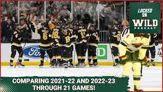 How do the 2022-23 Minnesota Wild look 21 Games in Compared to 2021-22?