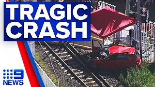 Woman dies after train hits car | 9 News Australia