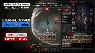 ETERNAL Tier100 Chain Lightning Sorceress - Diablo 4 Eternal Server