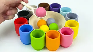 Best Learn Numbers and Colors with Rainbow Balls and Cups | Preschool Toddler Learning Toy Video