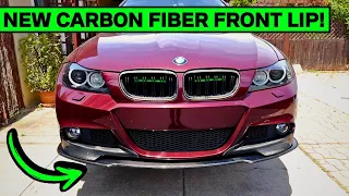 NEW Carbon Fiber Front Lip INSTALL & REVIEW! | For BMW E90/E92 3-Series