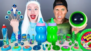 Blue Food vs Green Food Challenge 그린 블루 푸드 챌린지 Elsa Frozen vs Hulk Mukbang by HUBABOY