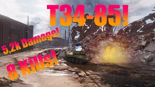 T34-85 5,2k Damage! 8 Kills! Ace Tanker! [World of Tanks]