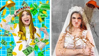 RICH POPULAR BRIDE VS BROKE NERD BRIDE | EXTREME FUNNY SITUATIONS RELATABLE MOMENTS BY CRAFTY HACKS