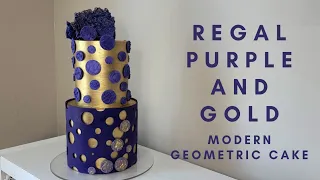 REGAL PURPLE AND GOLD MODERN GEOMETRIC CAKE | Textured CHOCOLATE Decorations | Cake Decorating