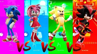 Sonic vs Amy Rose vs Super Sonic vs Shadow | Tiles. Hop Edm Rush