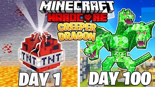 I Survived 100 DAYS as a CREEPER DRAGON in HARDCORE Minecraft!