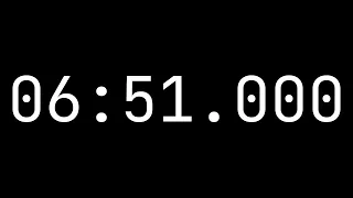 Countdown timer 6 minutes, 51 seconds [06:51.000] - White on black with milliseconds