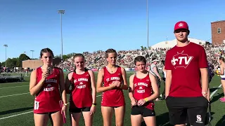 Saints 4x100m relay team post race interview at the 2024 State Track Meet.