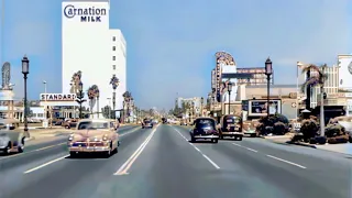 [4k,60fps] -1950s- Wilshire Blvd, Los Angeles, California Front Street View in Color&Added Sound