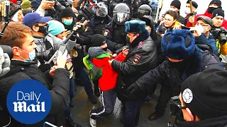 Alexei Navalny's wife arrested by police in Moscow amid Russia protests