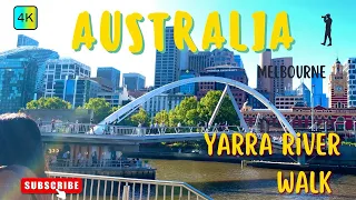 Melbourne CBD Yarra River Summer Walk 4K |Melbourne Walk 4K