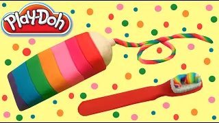 How to Make Rainbow Play Doh Toothbrush and Toothpaste /Play doh/ KIDS ZOOM/ Fun & Easy