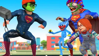 Avengers Team Nick transform Super Man vs Team Zombie Hero rescue City - Scary Teacher 3D Animation