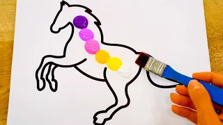 Rainbow Unicorn｜Double Exposure Acrylic Painting Step by Step｜Easy Masking Tape Satisfying