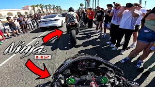 2 Ninja H2's Steals The Show Leaving Hypercar Event!