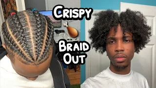 Taking Out Crispy Cornrows After A Month ( Mens Braid Out Tutorial )