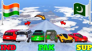 India Vs Pakistan | Gta 5 Indian Cars Vs Pakistan cars World Longest Jumping Challenge | Gta 5