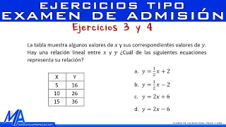 Ejercicios tipo examen de admisión 2 | Ejercicios 3 y 4