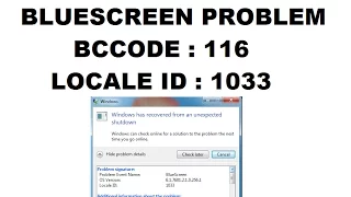 How to solve Bluescreen problem BCCode : 116  Locale ID : 1033 | Tech Tips & Tricks