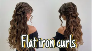 Half up half down hairstyle: Flat iron curls for Long, Heavy Hair