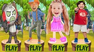 Tag with Ryan vs Blippi Adventure Run vs Love Diana Pet Dash - Run Gameplay