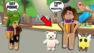 😟FINGÍ SER POBRE Y OBTUVE MUCHAS MASCOTAS LEGENDARIAS EN ADOPT ME🤑- ROBLOX