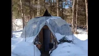 Better Version: $100 Leaf Insulated Wigwam Cold Winter Shelter with Rocket Mass Heater