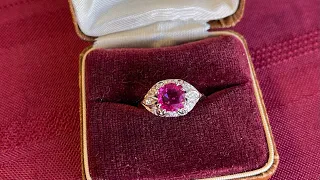 1.96ct Burma NO HEAT Ruby Art Deco Vintage Ring